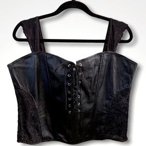 Wechery Black Lace-Up Zippered Back Corset